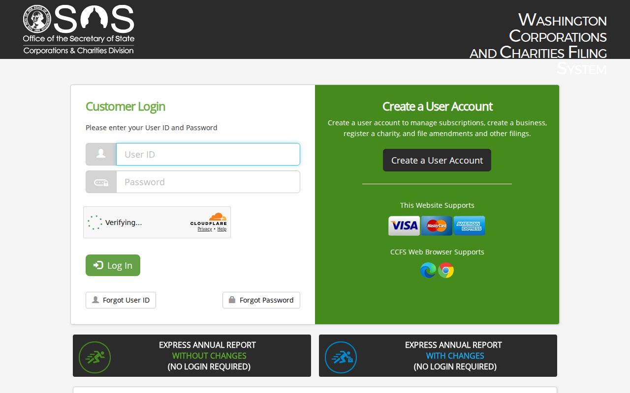 Five Corners people directories screenshot of Washington corporation and charity search
