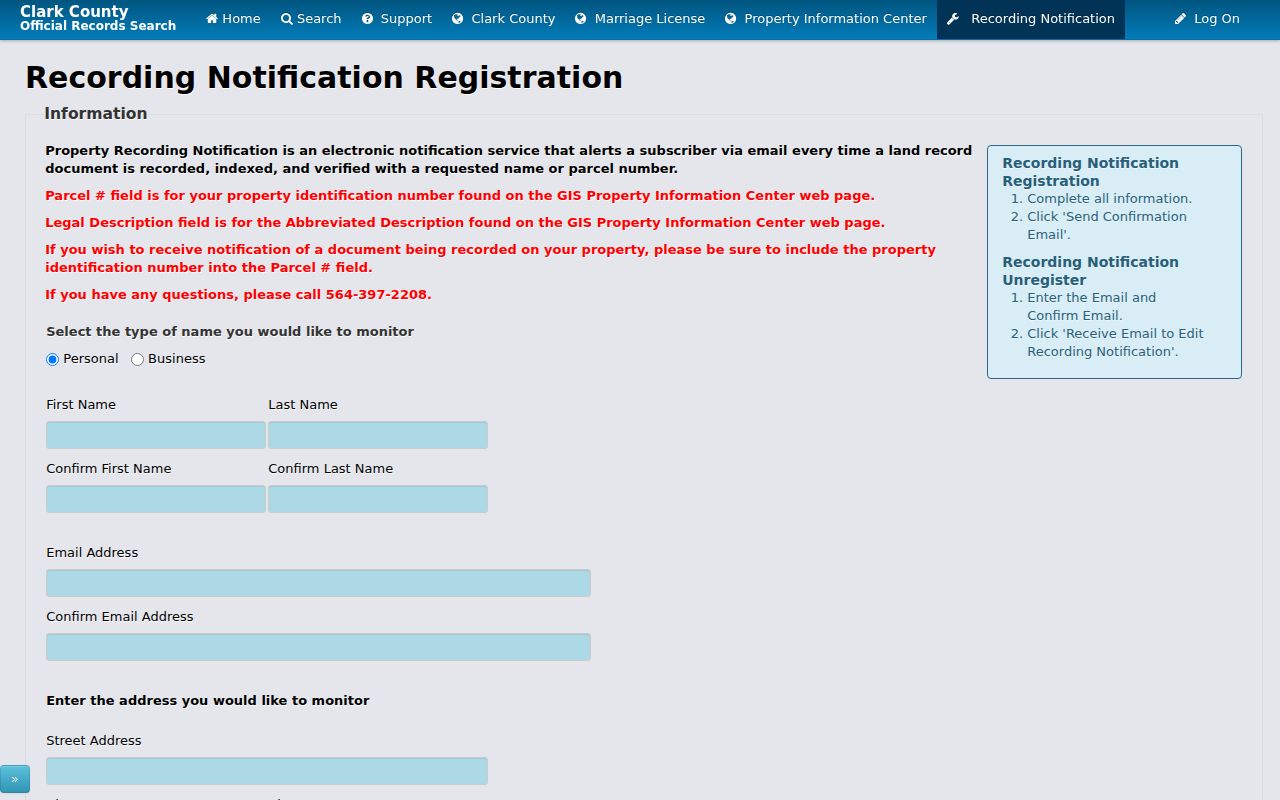 Five Corners public records recording notification signup